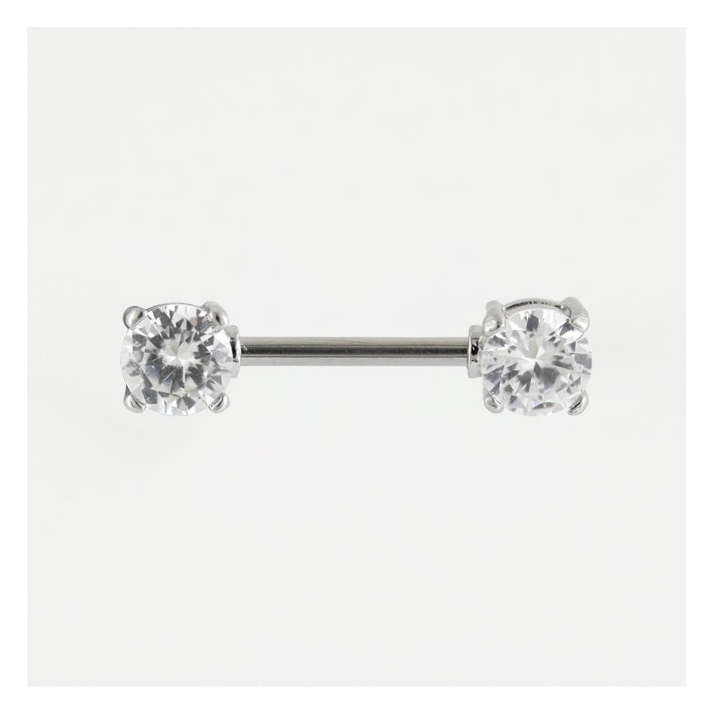 Steel Crystal Gems Nipple Bar