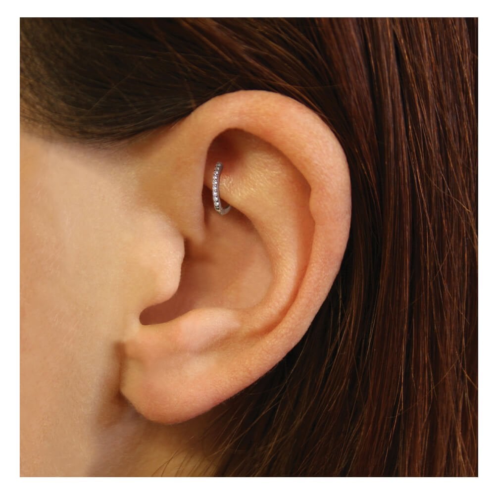 Silver CZ Huggie Hoop Earrings - 8mm