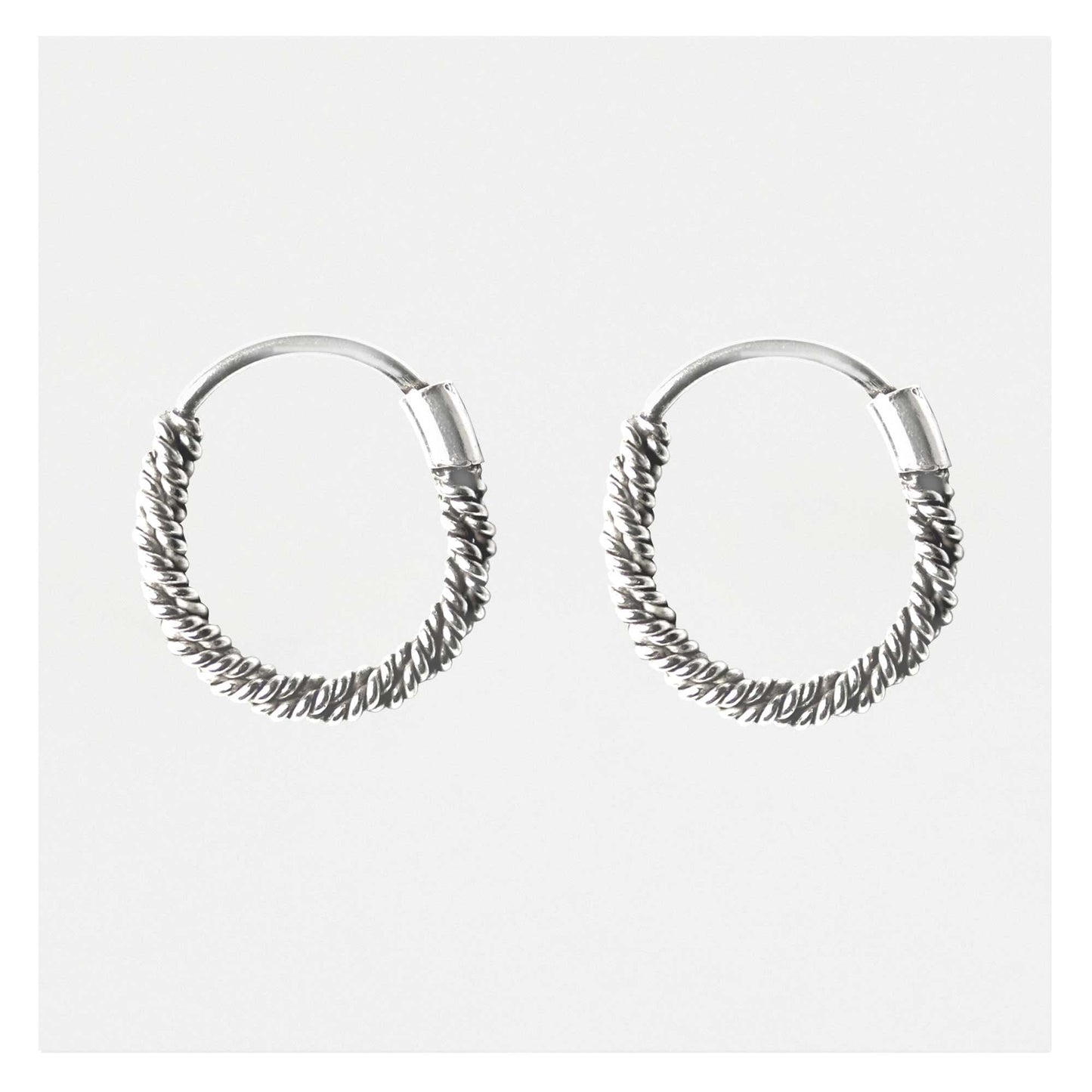 Silver Oxidised Twist Hoop - 10mm