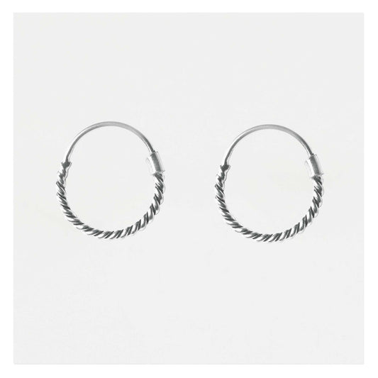 Silver Rope Twist Hoop Earrings - 10mm