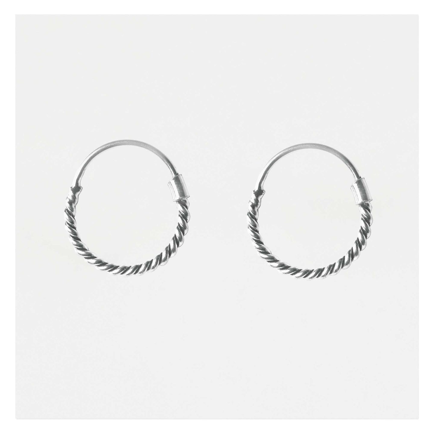 Silver Rope Twist Hoop Earrings - 10mm