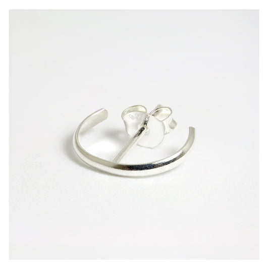 Sterling Silver Curved Plain Pierced Ear Cuff