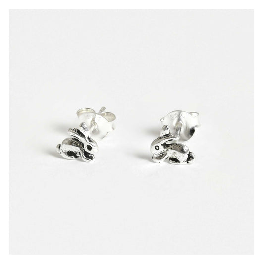 Silver Cute Bunny Ear Studs