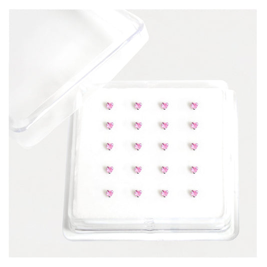 Silver Heart Nose Pins - 3.5mm, (Single Colour Boxes)