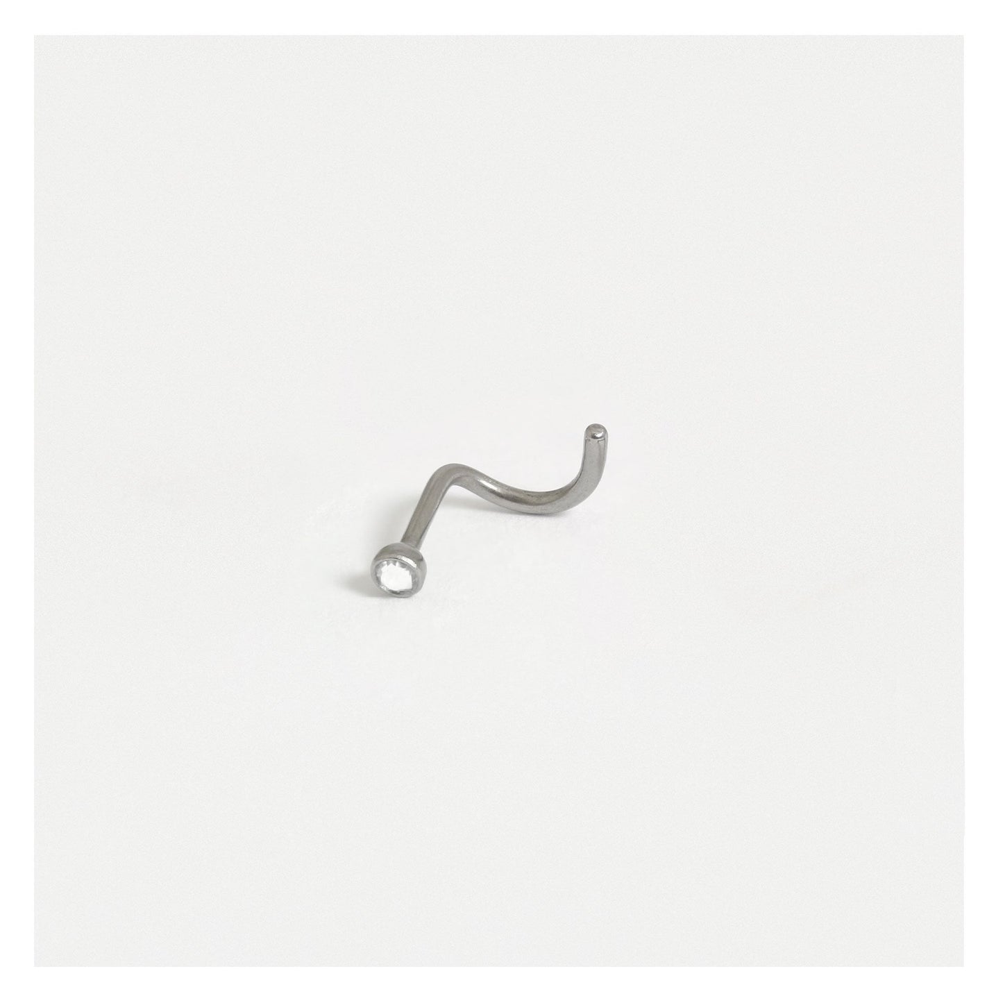 G23 Titanium Curly Back Nose Pin - 2mm Gemstone
