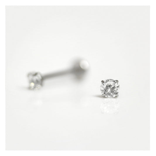 Titanium 3mm Round CZ Clawset Labret - 1.2mm
