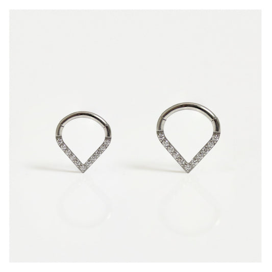 Titanium Sparkly Teardrop Segment Ring - 1.2mm