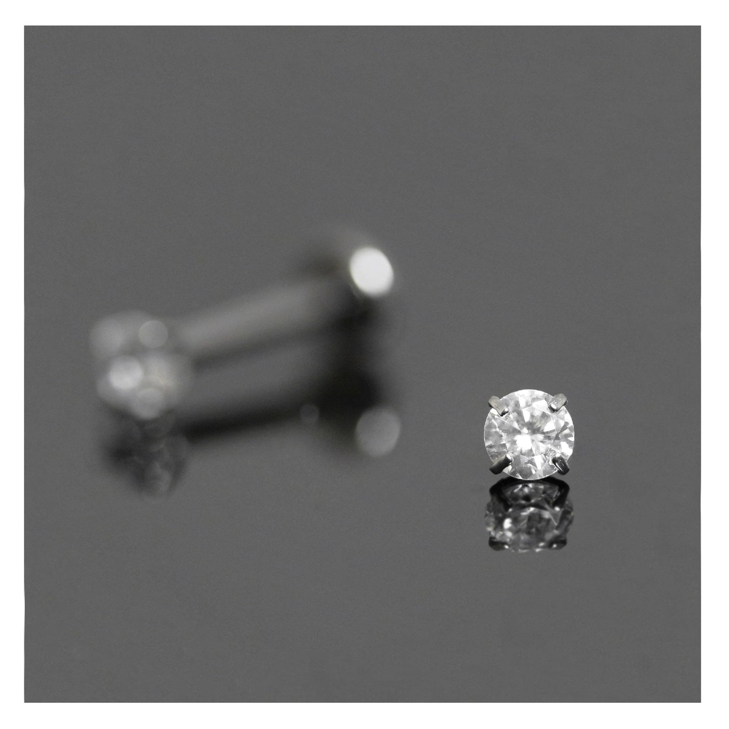 Titanium 3mm Round CZ Clawset Labret - 1.2mm