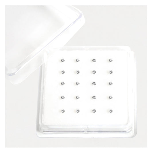 Silver Gemset Nose Pins - 2mm, (Single Colour Boxes)