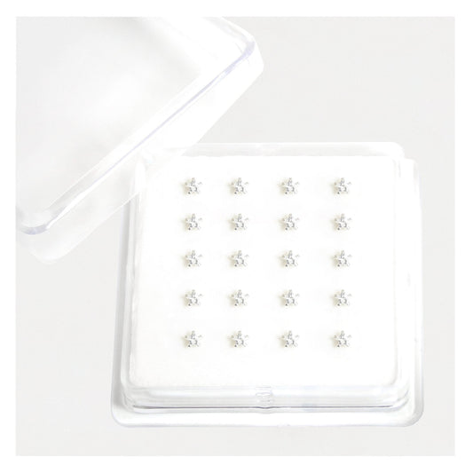 Silver Clear Clawset Star Nose Pins - 3.5mm