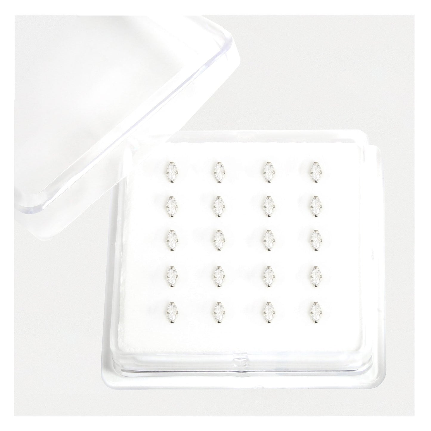 Silver Marquis Clear Crystal Nose Pins