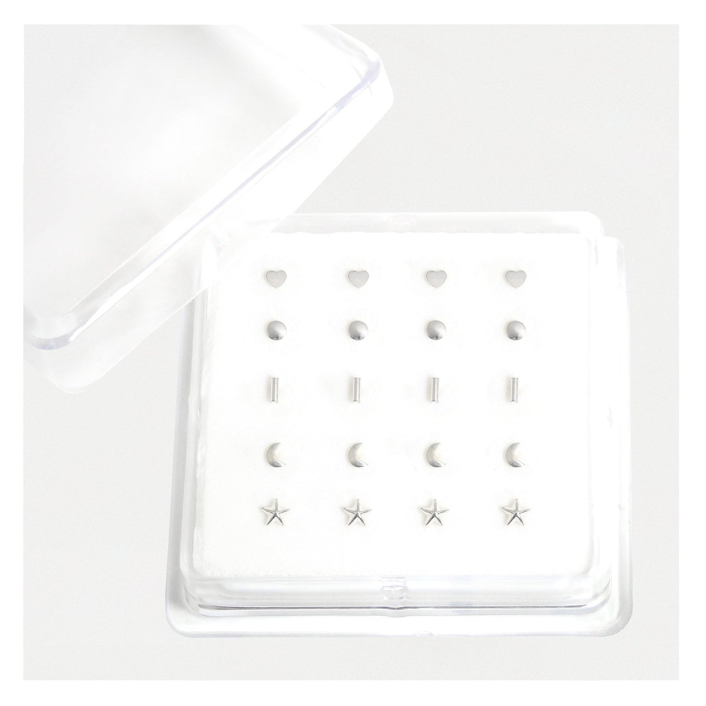 Silver Mixed Shapes Nose Pins