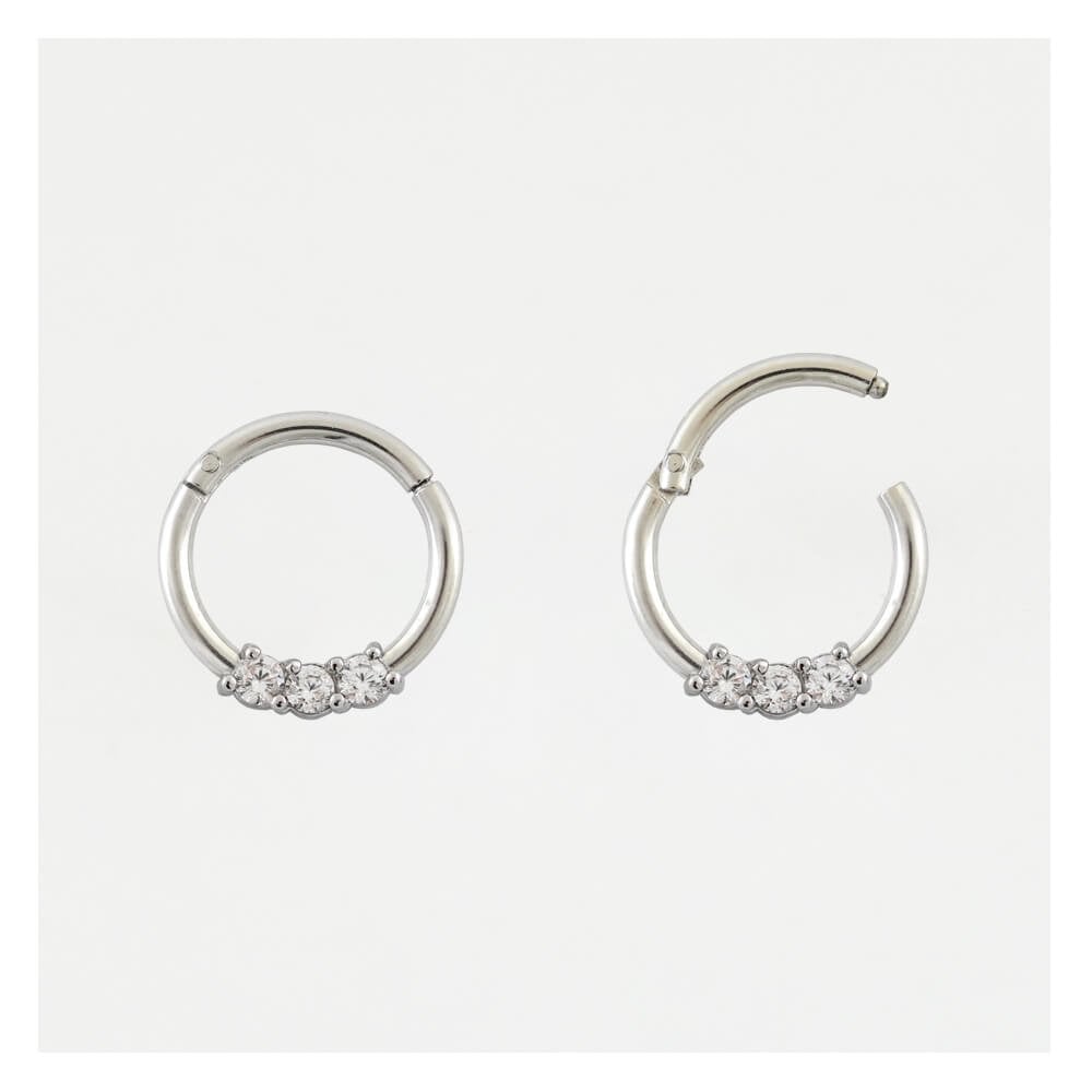 Steel Triple Gem Hinged Segment Ring - 1.2mm