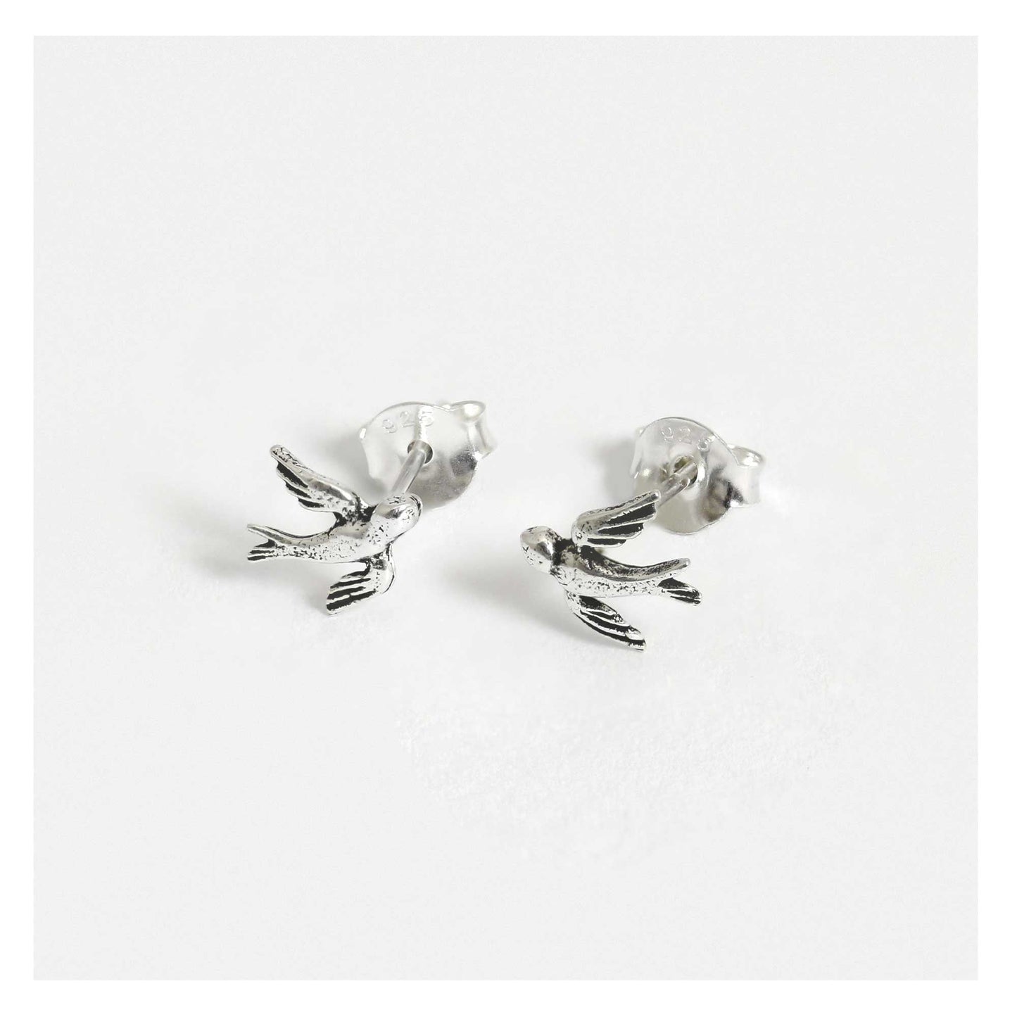Silver Swallow Stud Earrings