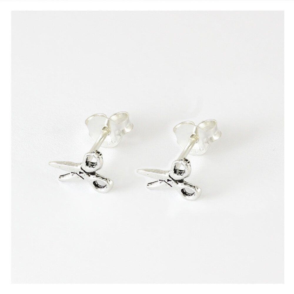 Silver Scissors Ear Studs