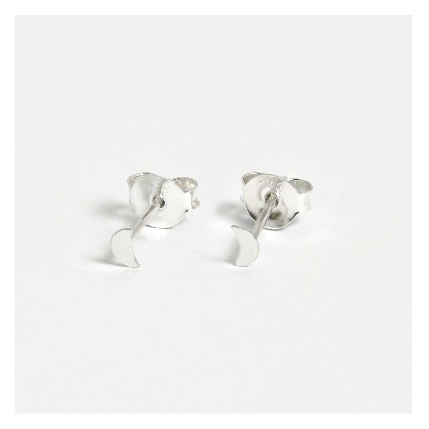 Dainty Silver Moon Ear Studs