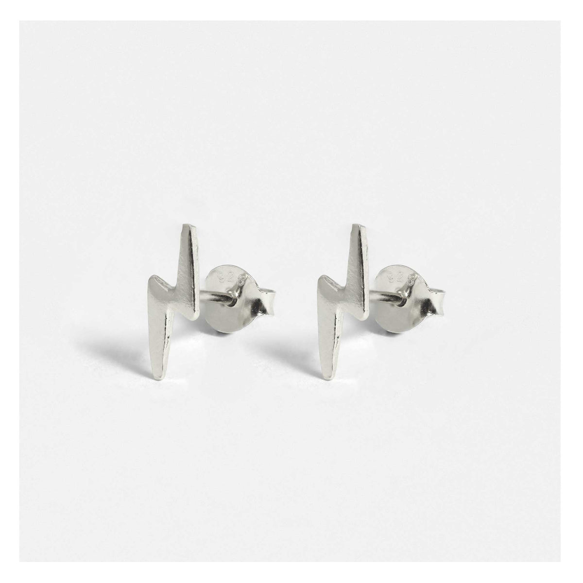 Silver Lightning Bolt Ear Studs