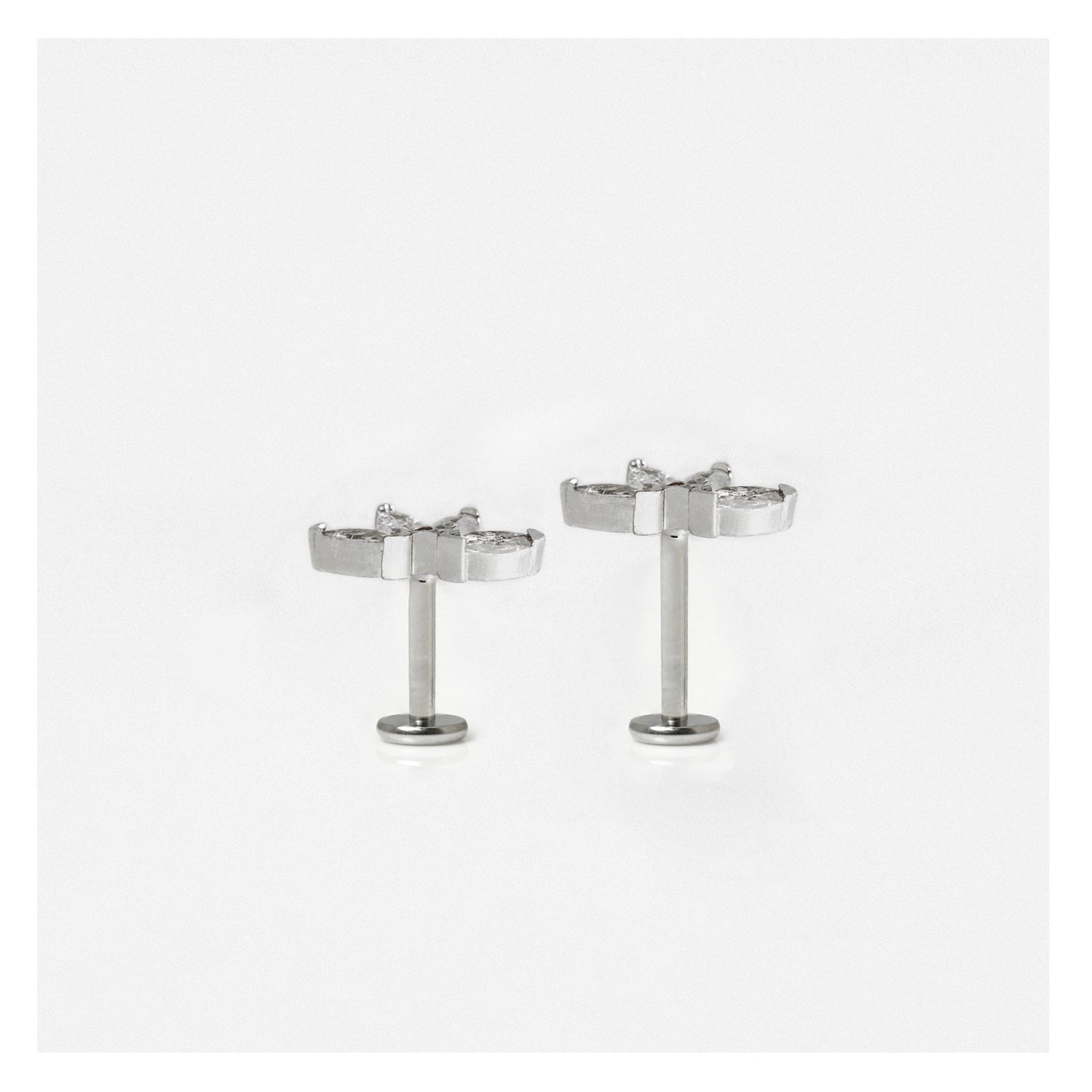 Steel CZ Petal Kiss Labret Stud - Internally Threaded