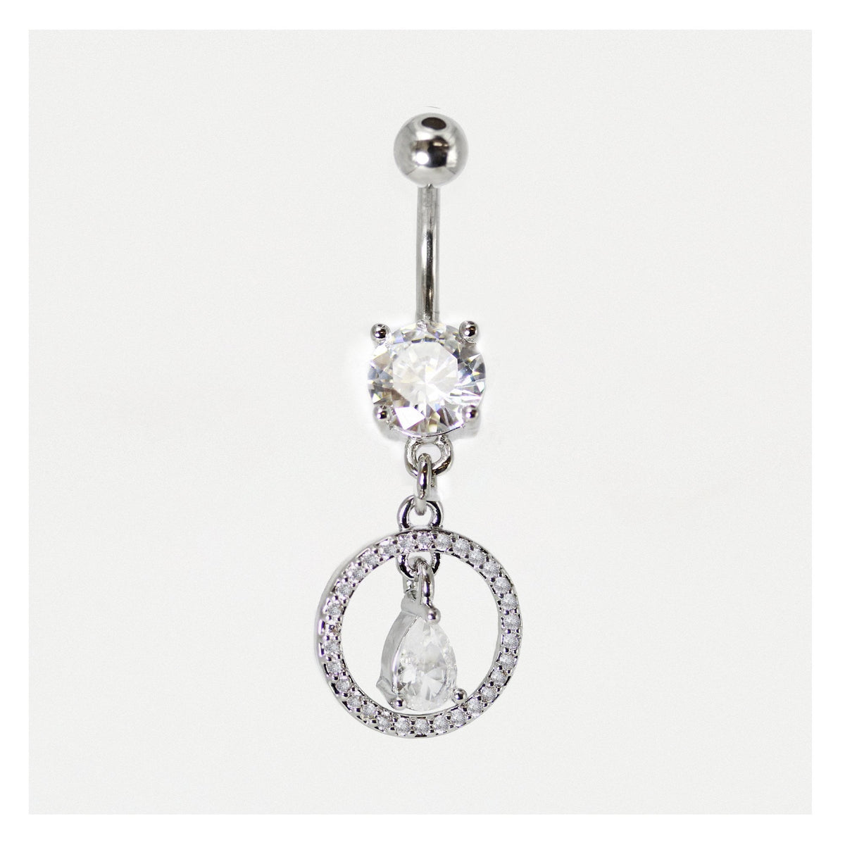 Steel Belly Bar with Teardrop Halo