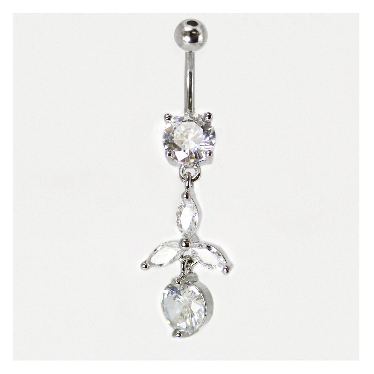 Steel Crystal Petals Belly Bar