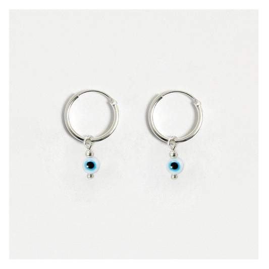 Silver Beady Eye Hoops - 12mm