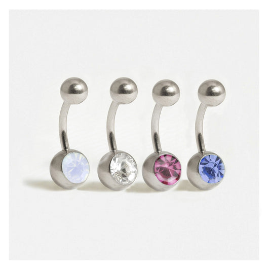 Steel Single Jewelled Belly Bar