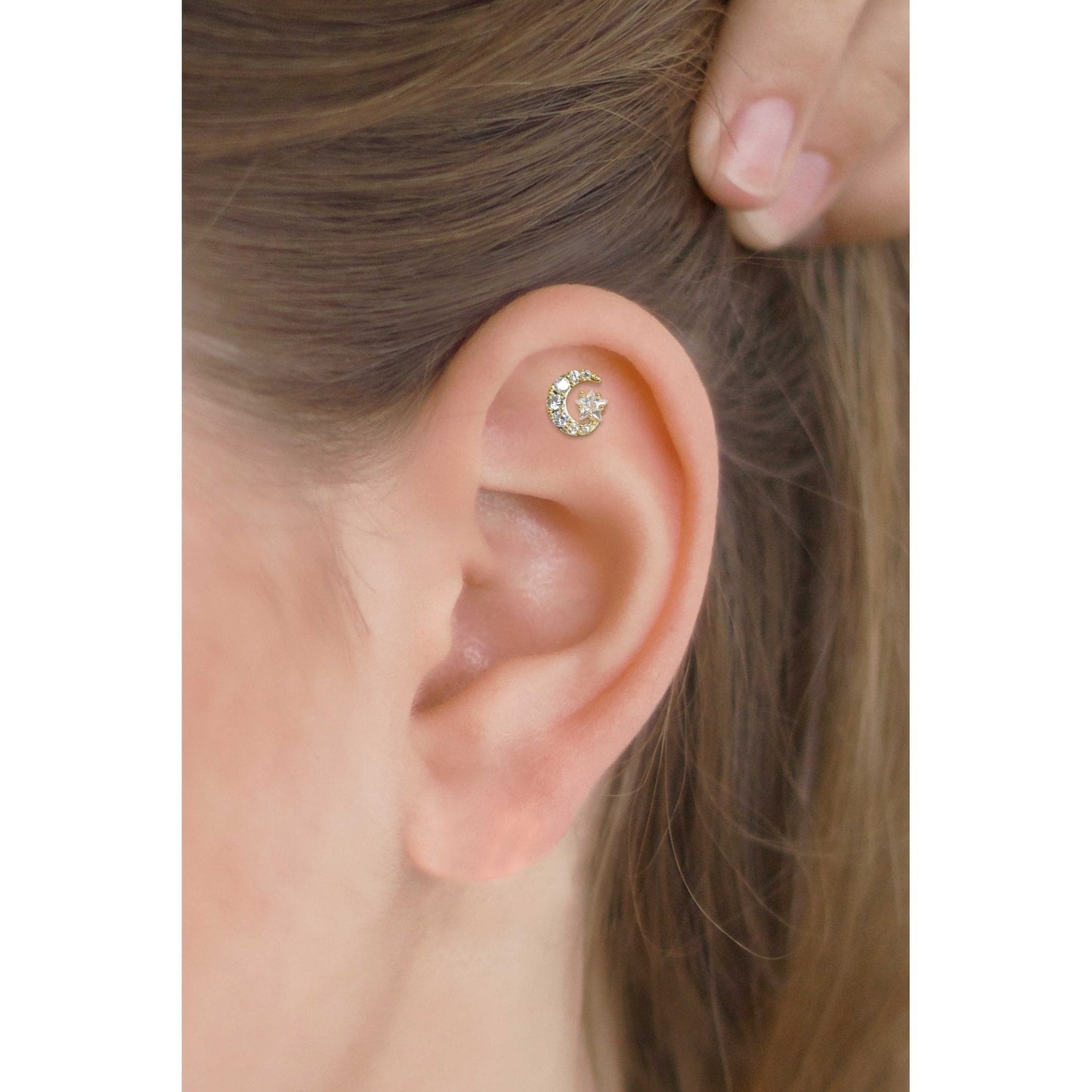 Gold PVD Steel Moonstruck Cartilage Stud