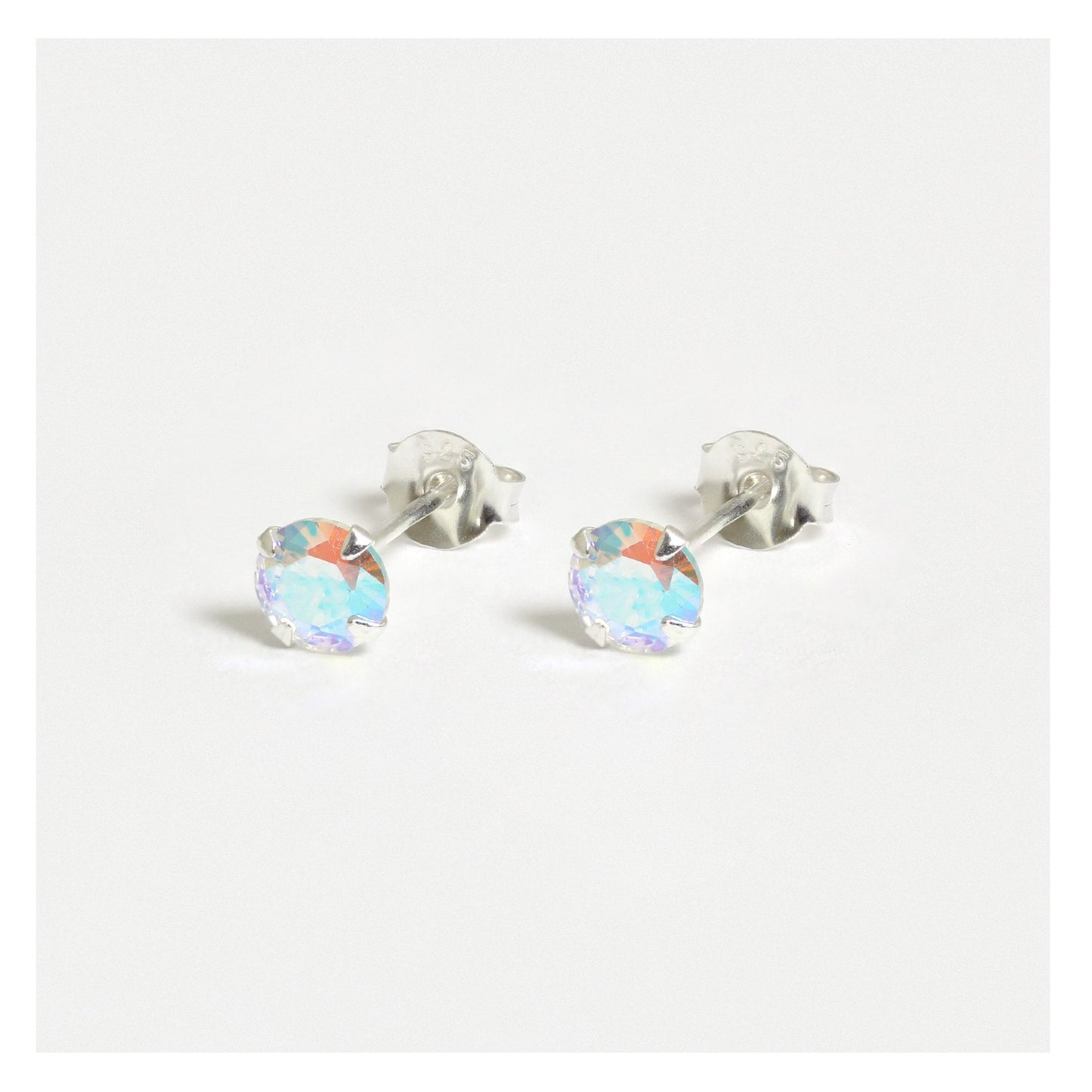 Silver Crystal Rainbow Studs - 5mm