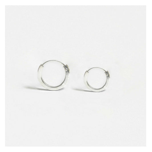 Silver Square Cut Hoop Earrings - 10 & 12mm