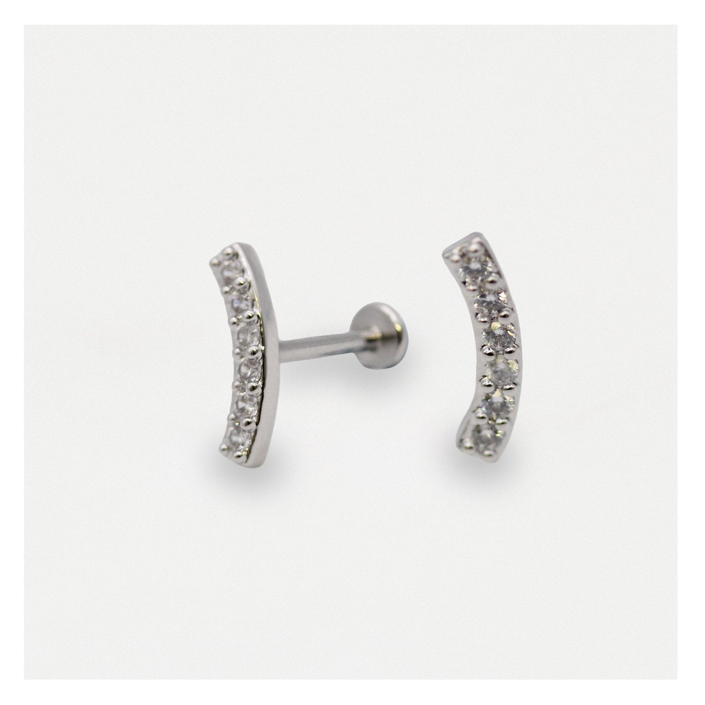 Steel Crystal Curve Labret - Internally Threaded