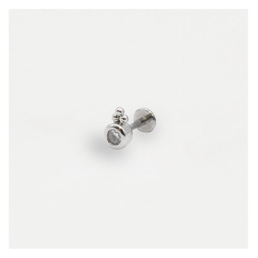 Steel Labret with Baby Bezel Trinity - Internally Threaded