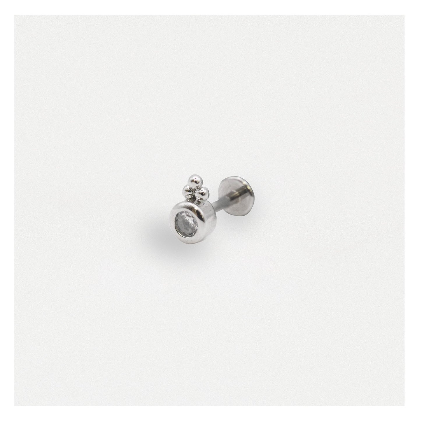 Steel Labret with Baby Bezel Trinity - Internally Threaded