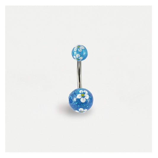 Glittery Flower Belly Bar