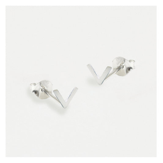 Silver Chevron V Ear Studs