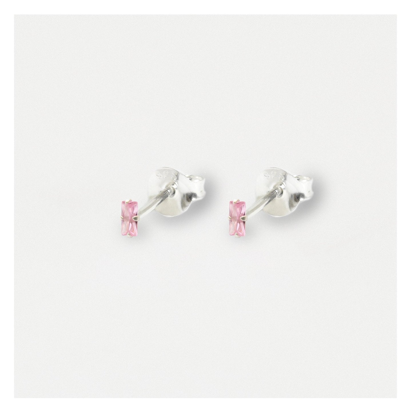 Silver Baguette Stud Earrings