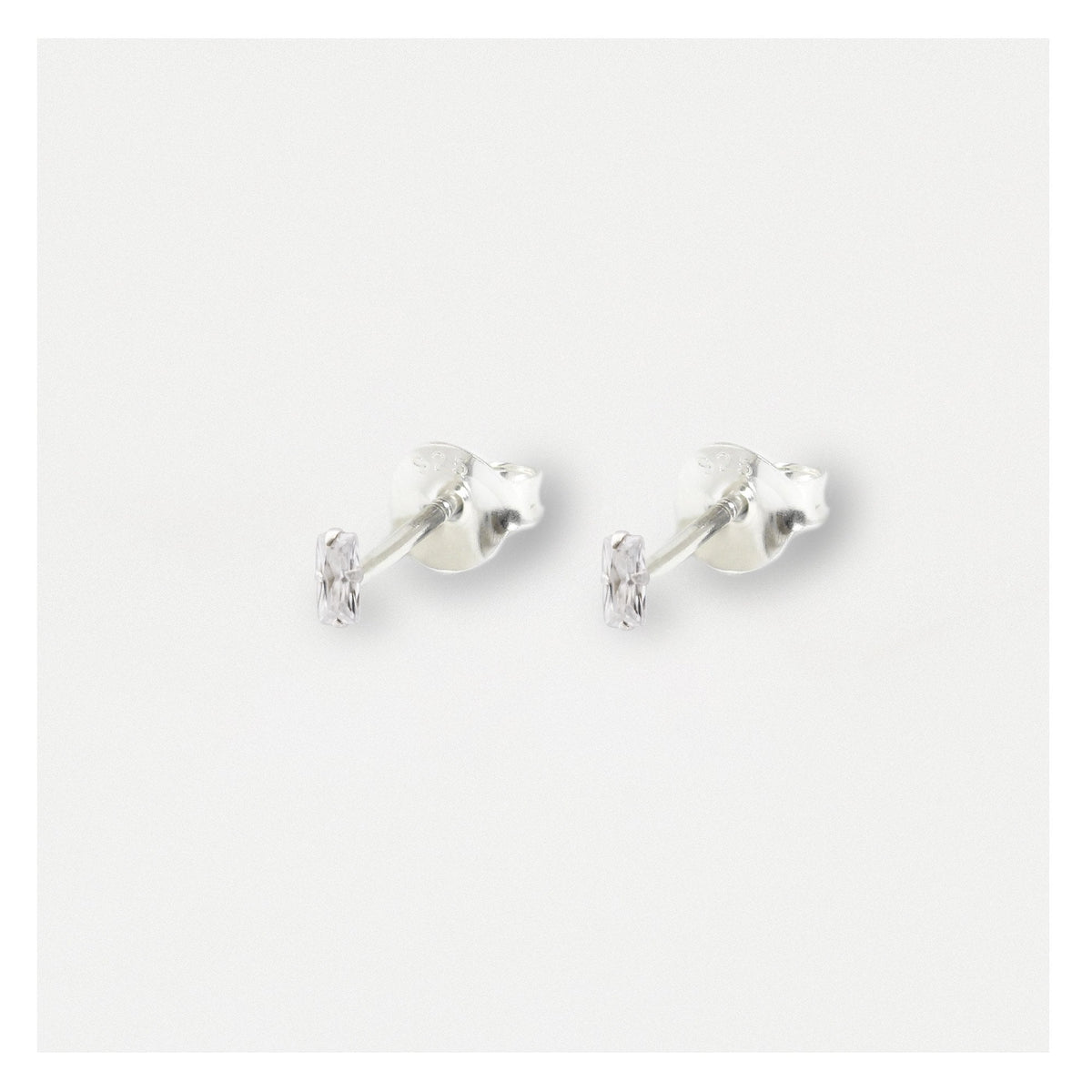 Silver Baguette Stud Earrings