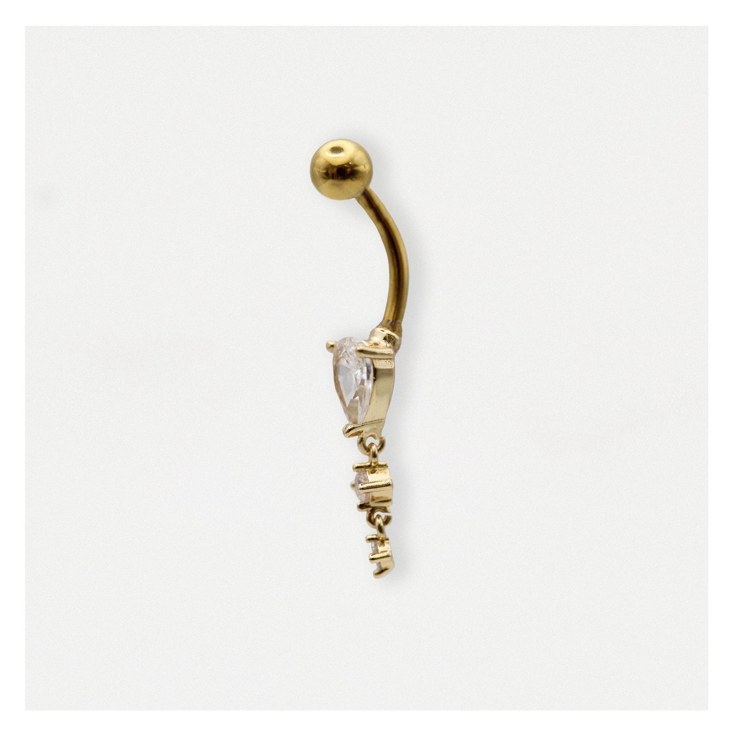 Gold PVD Steel Golden Grace Teardrop Belly Bar