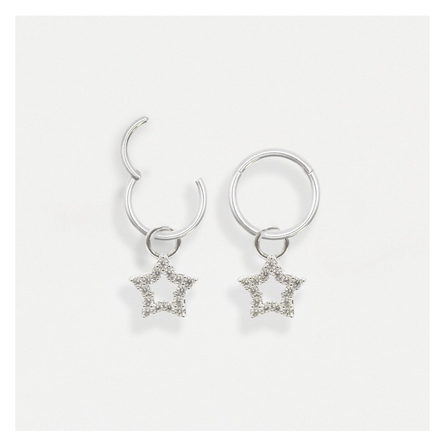Steel Hinged Segment Ring with Icy Star Dangle - 1.2mm