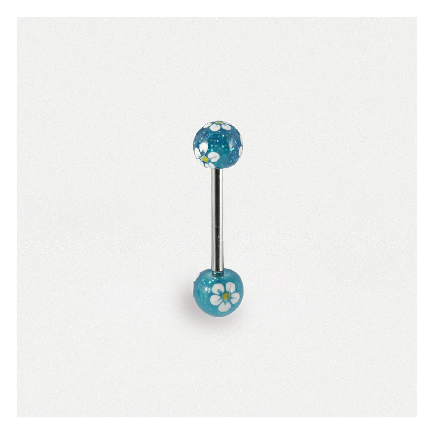 Glittery Flower Straight Barbell