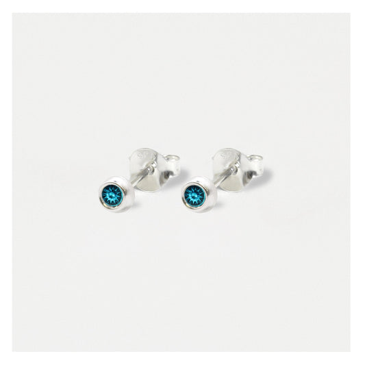 Silver Radiant Birthstone Ear Studs - 4mm