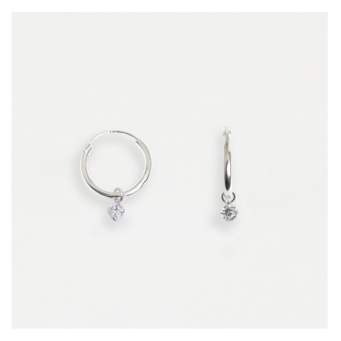 Silver Crystalle Charm Hoop Earrings - 12mm