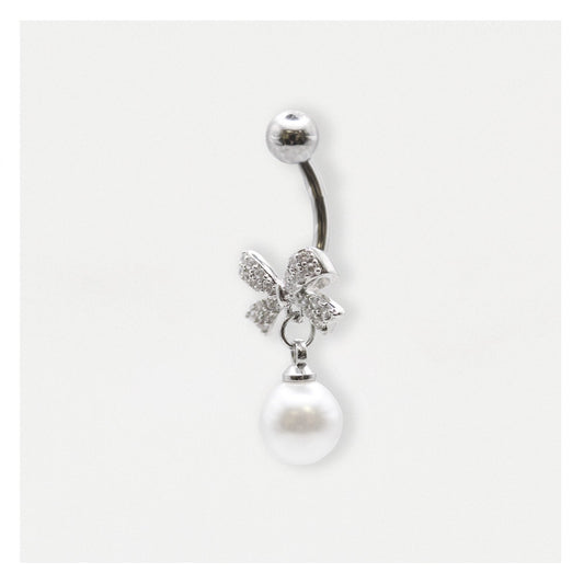 Steel Navel Bar with a Darling Bow