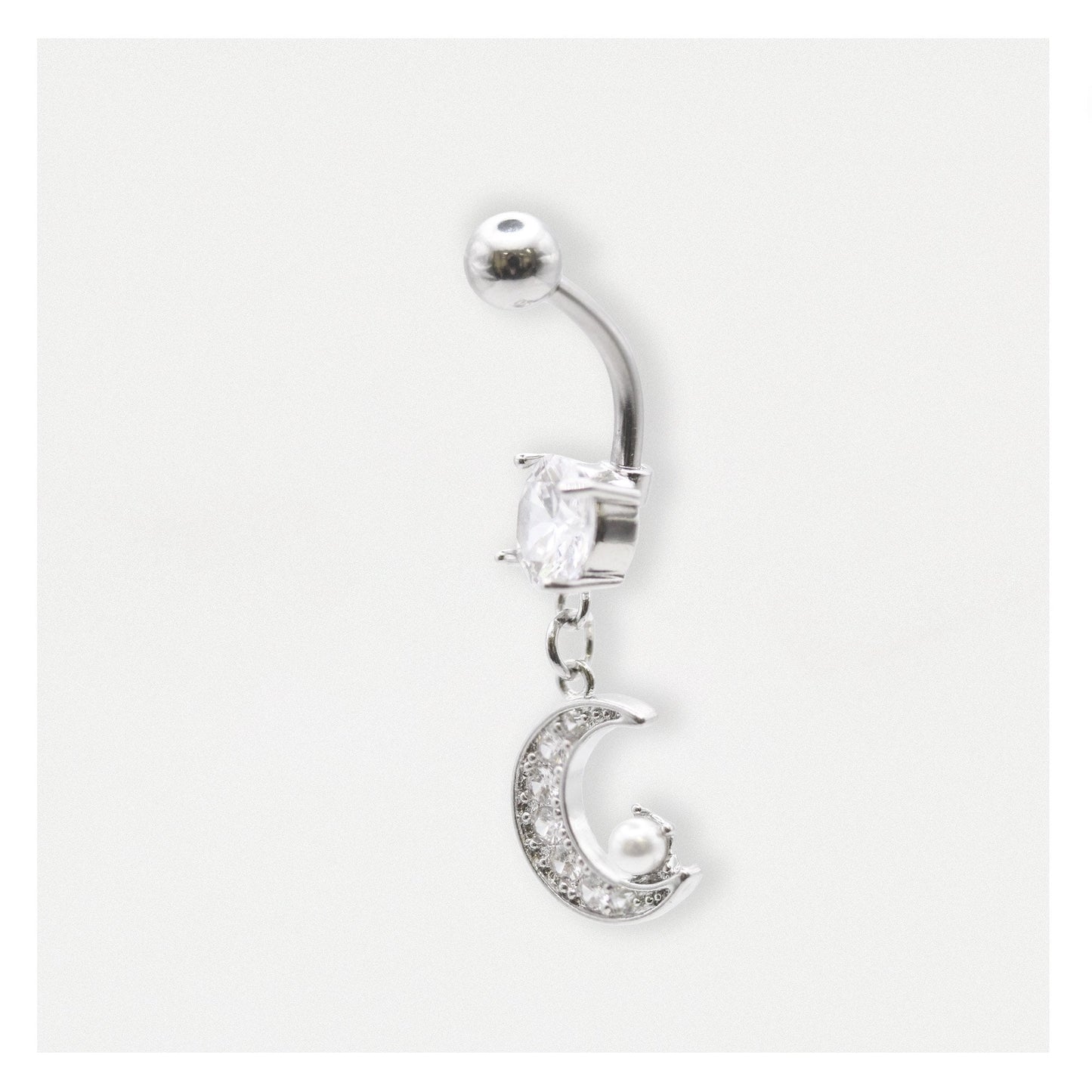 Steel Belly Bar with a Moonlit Pearl