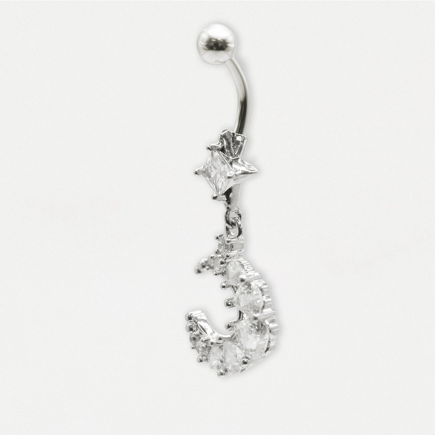 Steel Belly Bar with 4 Point Star and Crescent
