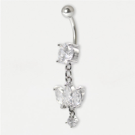 Steel Belly Bar with Petal Dangle