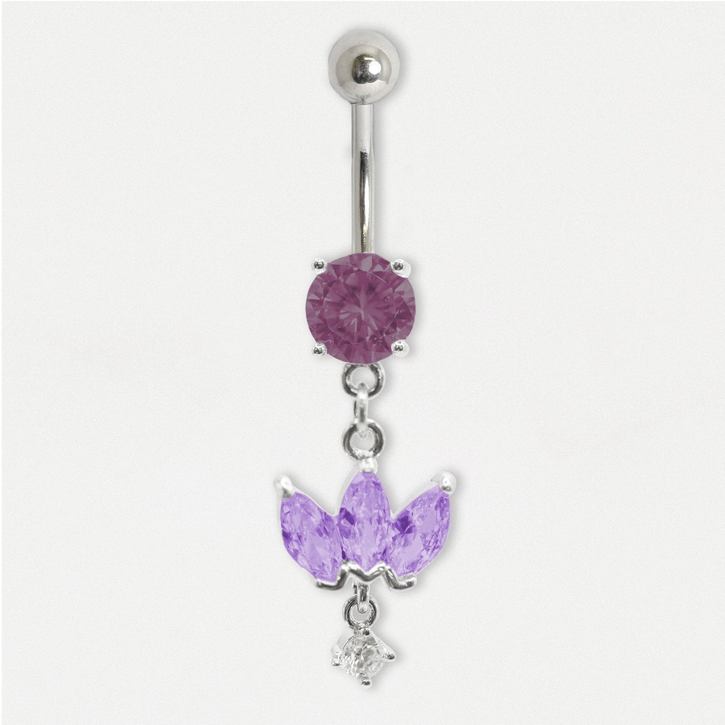 Steel Belly Bar with Petal Dangle
