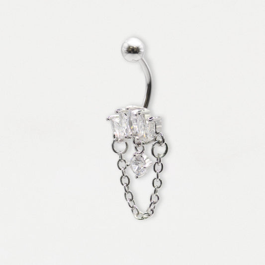 Steel Petal and Chain Belly Ring