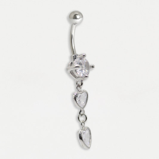 Steel Double Drip Crystal Belly Bar