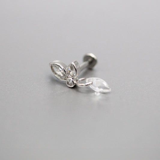 Steel Crystal Dewdrop Labret - Internally Threaded