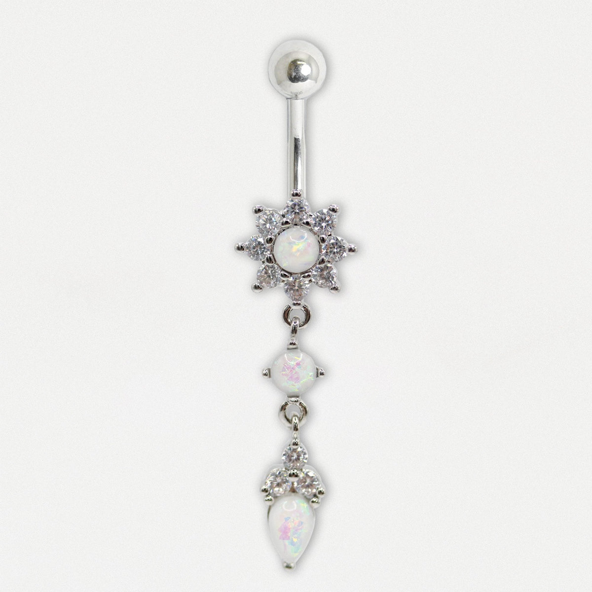 Navel Bar with Opal Bloom